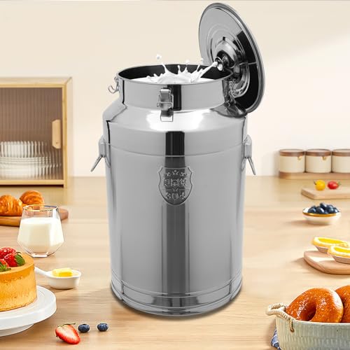 76L/20.1Gal Milk Can, 304 Stainless Steel Airtight Storage Pail with Locking Sealed Lid, Carry Handle, Heavy Duty Food Grade Bucket, Storage Container for Wine, Oil, Beverage, Home, Farm, Kitchen Use - size: 76L/20.1Gal