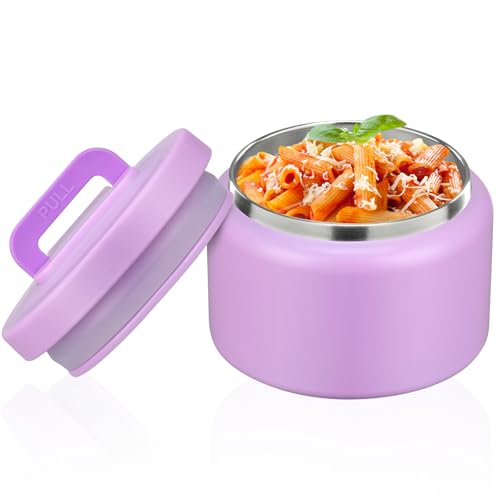 PIQUEBAR 8oz Kids Thermo for Hot Food,Small Lunch Thermo Food Container Stainless Steel,Easy Open Wide Mouth Thermo for Hot Cold Food for Preschool Travel - color: Pure Purple