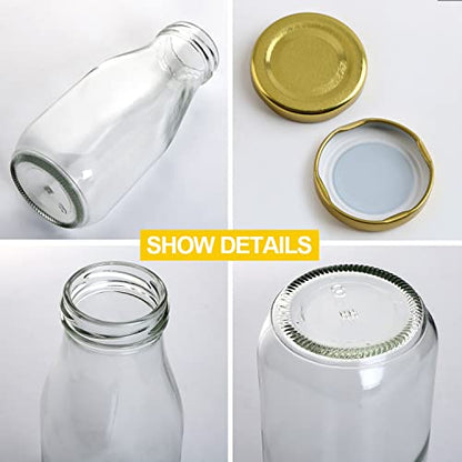 QAPPDA 20 Pack 12 oz Glass Bottles, Clear Glass Milk Bottles with Gold Lids - color: Gold Lid