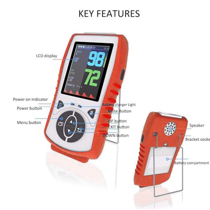 Veterinary Handheld Pulse Oximeter for SpO2/Heart Rate/TEMP | Vet-Recommended, Accurate Reading for Dogs/Cats/Horses/Pets, Rechargeable, Multi-lingual, Silicone Protective Case