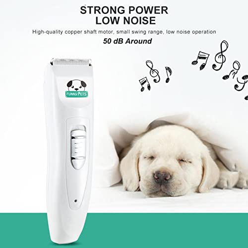 Dog Clippers Low Noise for Grooming, Electric Pet Shaver with USB Rechargeable, Dog Grooming Clippers Dog Shears for Small Medium Large Dogs Cats,White