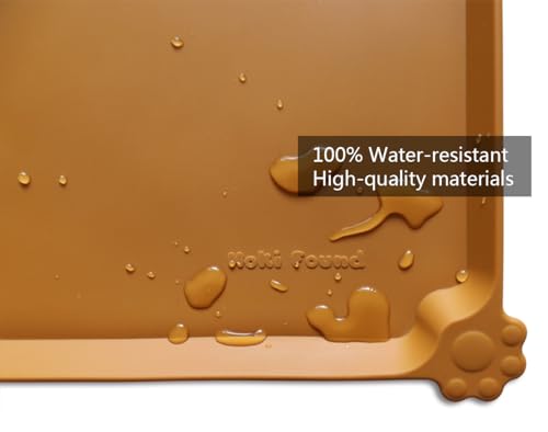Hoki Found L Silicone Non Slip Pet Dog Cat Bowl Mats - Placemat - Feeding Mat - Waterproof - For Carpet - Butterscotch - color: Butterscotch, size: 22" x 14"