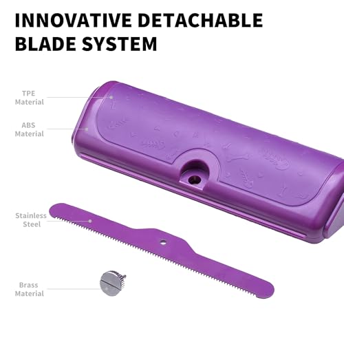 Dog and Cat Deshedding Brush, Purple - color: Purple
