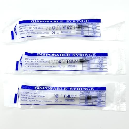 1mL Luer Slip Tip Syringes (No Needle) - 100-Count Bagged, Sterile & Individually Wrapped - size: 1ML