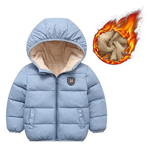 Happy Cherry Boys Girls Winter Thick Jacket Warm Fleece Fur Lining Zipper Hooded Windproof Coat Outwear for 1-7 Years - color: Grey, size: 9-18 Months