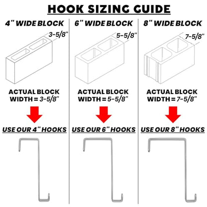 Over The Wall Heavy Duty Concrete Cinder Cement Block Wall Outdoor No Drill Fence Hooks Hangers - Extra Long Large Rafter Ladder Pool Equipment Pole Hangers for Planters Hoses Horse Tack Organization - size: 6" Wide Wall Hooks