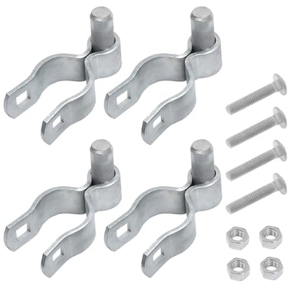 1-5/8" Chain Link Fence Frame Gate Post Male Hinge, Pack of 4, Galvanized Steel Gate Hinge for Fence Posts, Bolts & Nuts Included - size: 1-5/8" Male