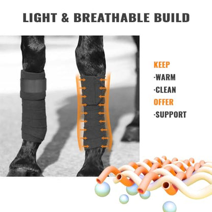 Horse Polo Leg Wraps Soft Fleece Wraps Equestrian Leg Bandage 4-Pack (Full(10ft), White) - color: White, size: Full(10ft)