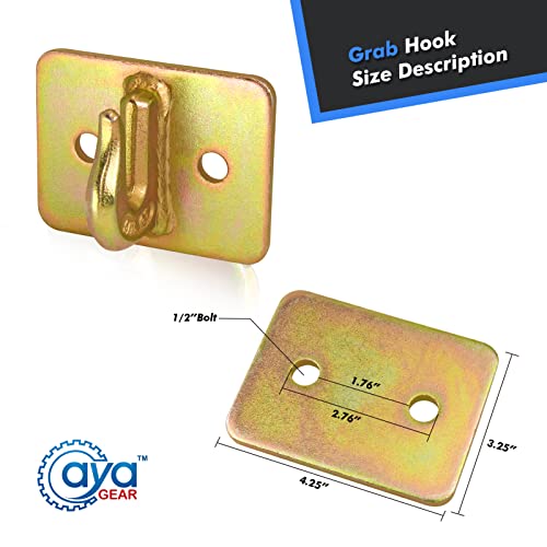 5/16" G70 Tractor Bucket Grab Hook, 18,800lbs Break Strength, Bolt-On Forged Steel, No Backer Plate, Gold