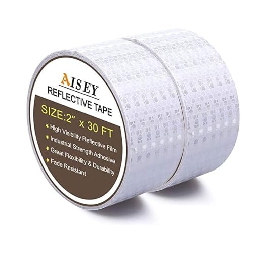 AISEY Reflective Tape White Outdoor High Vis Conspicuity Safety Tape, Reflector Tape Trailer Waterproof - 2“x 30ft/Roll, 2 Rolls - color: WHITE, size: 2"x30ft - 2 Pack