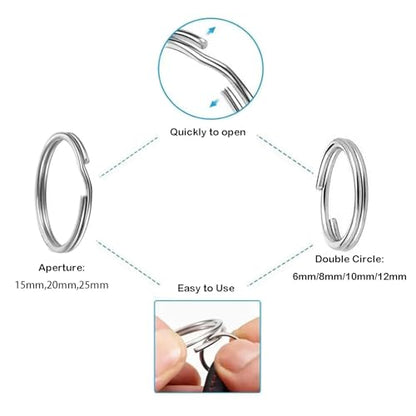 200pcs Silver Jump Ring Split Keyring Mental Connectors for Keychains, Jewelry Making, Pet Collars, Crafts 10mm - size: 10mm
