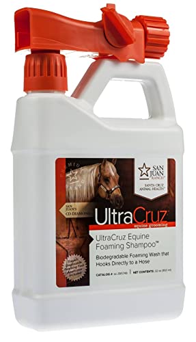 UltraCruz Equine Foaming Horse Shampoo, Conditioner Bundle, 32 oz Each with 16 oz Detangler