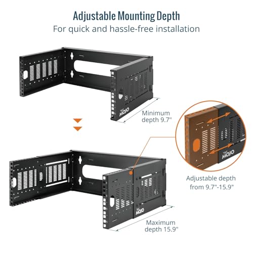 Tecmojo 8U Wall Mount Network Rack, 19" Open Frame Patch Panel Bracket with Adjustable Depth 9.7-15.9 in, Fits Shallow IT Equipments, 110 lbs Capacity, EIA-310 Compliant - size: 8U