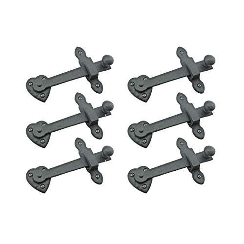 Renovators Supply Manufacturing Black Wrought Iron Heart Style Flip Gate Latch 4 in Barn Door Fence Lock Pack of 6 - color: 4-inch Heart, size: Pack of 6