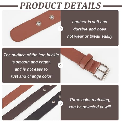 FINGERINSPIRE 6Pcs PU Leather Stirrup Straps Black/Coffee/Brown 2 Size