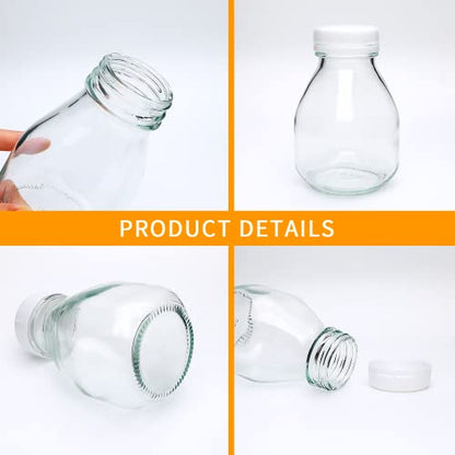 Accguan 22 pcs Glass Milk Bottles,11oz Reusable Glass Bottles with Lids