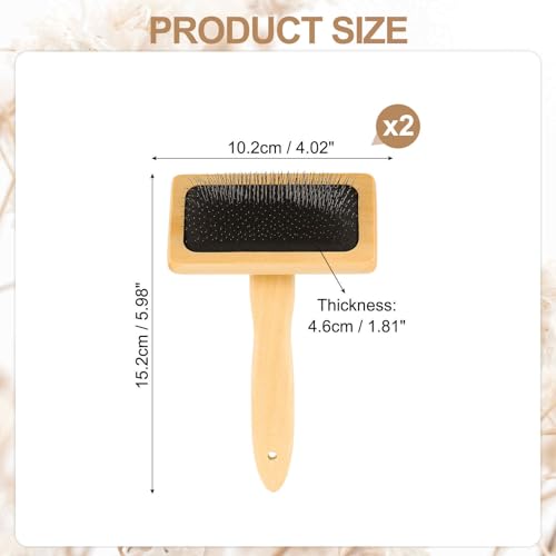 MECCANIXITY 2 Pcs Wool Carder, Hand Carding Brush 2 Medium Wooden Pet Grooming Tool for Needle Felting Pet Grooming Weaving Craft Supplies, Black, Wood Color - style: 2 Medium