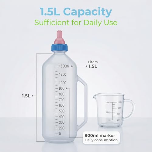 Goat Bottle, Feeding Bottle, Lamb Milk Bottle Portable, 1L Lamb Goat Milk Feeding Feeder Nursing Bottle with Handle Calf Bottle Baby Goat Supplies for Small Animal