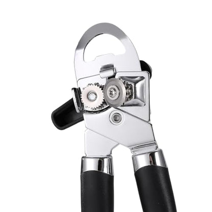 Manual Can Opener, Effortless Operation, Remove Lid with Magnet, 3 in 1 Bottle Opener & Milk Powder Opener, Soft Grip Handles, Easy to Turn, Heavy Duty Can Openers for Seniors - Black