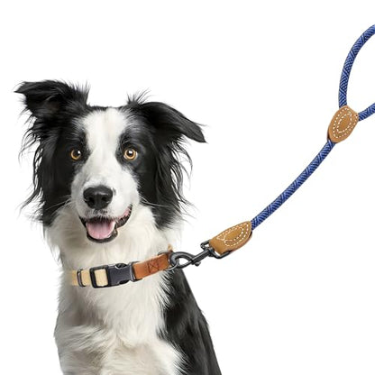 Mile High Life Dog Leash with Genuine Leather-Wrapped Ends, 4/5/6FT - color: Blue, size: 18 Inch-1/2"