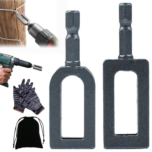 Wire Twister Tool for Drill, 2 Pack Wire Twisting Tool for Drill, Heavy Duty Drill Wire Twister Attachment with 9# and 11# Openings for Fence Repair, Farm Ranch Garden Wire Tying and Rebar Tying