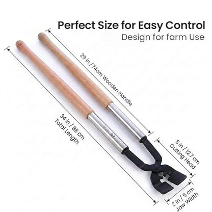 Heavy-Duty Hoof Trimmer – 34" Total Length with 29" Wooden Handle & 5" Cutting Head | Chrome Vanadium Steel for Horses, Cattle, Goats & Livestock