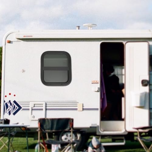 RV Window, 14" X 16" Universal RV Window Vertical Slide W/Trim Ring, Vertical Sliding Glass Window with Screen Window for Cargo, Horse Trailer, Marine Camper Window Replacement (14”x16”) - size: 14”x16”