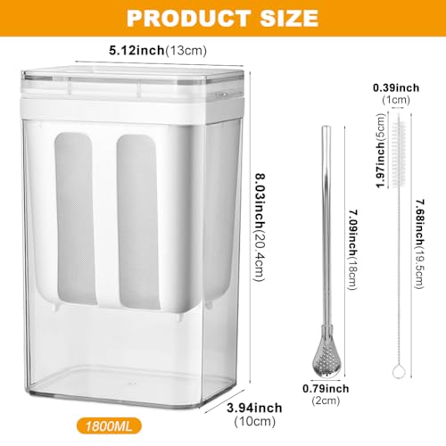 Greek Yogurt Strainer 1.9QT, with Stainless Steel Fine Mesh Bag & Lid - size: 1800ml