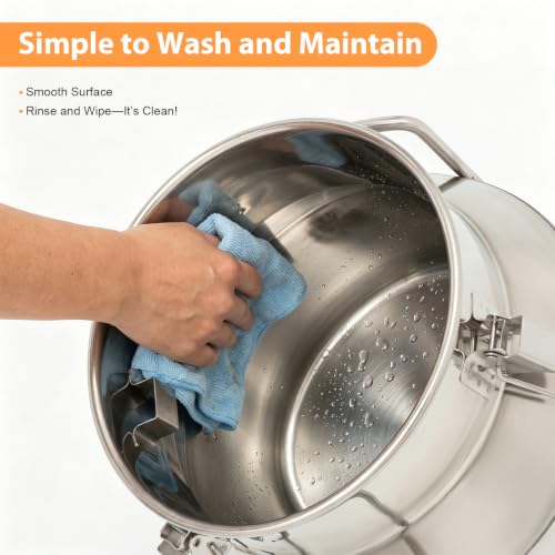 12L/ 3.17 Gallon Seamless Stainless Steel Milk Can with Lid - size: 12L