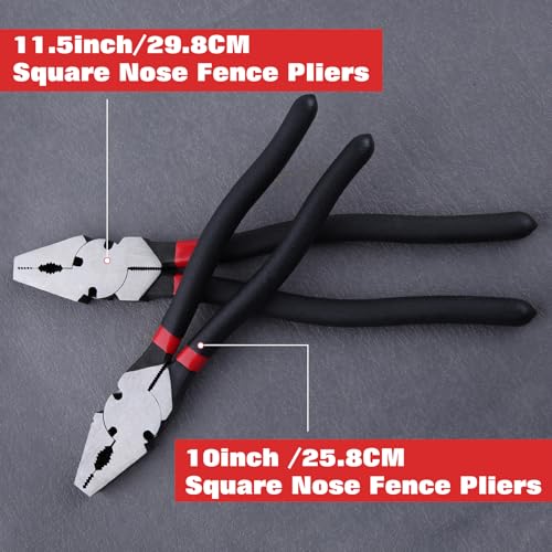 SPEEDWOX 10 Inch Square Nose Fence Pliers With Shear-Type Wire Cutters - style: 10" Square Nose Fence Pliers