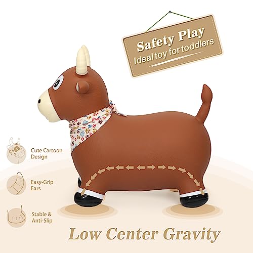 INPANY Bouncy Bull, Cow Hopper for Toddlers, Kid Gifts Toy, Pump Included | Eco-Friendly PVC, Low Center Gravity, Bull Riding Toys, Load 100 Lbs, Learn & Exercise & Active Fun, Gifts for 2-4 Kids - color: Bull
