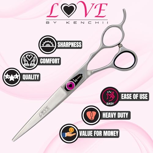 Kenchii Love Dog Grooming Shears, 7in Straight - size: 7.0" Straight