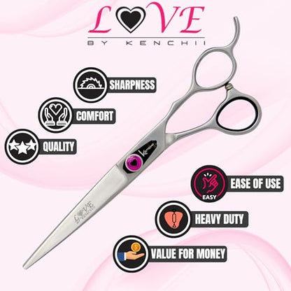 Kenchii Love Dog Grooming Shears, 7in Straight - size: 7.0" Straight