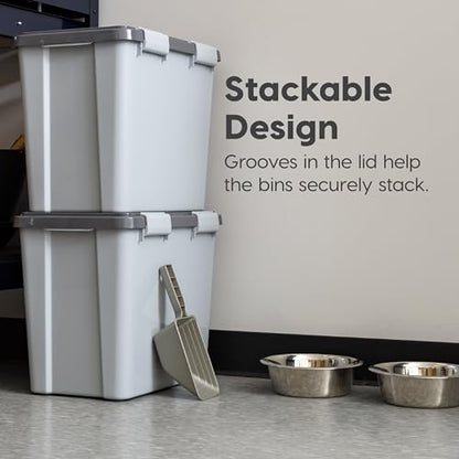IRIS USA Dog Food Storage Container, Up to 30 lbs, Gray/Dark Gray - color: Gray/Dark Gray