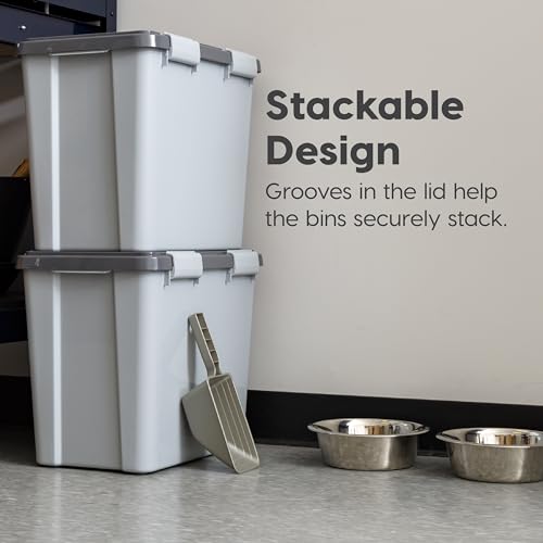 IRIS USA Dog Food Storage Container, Up to 30 lbs, Gray/Dark Gray - color: Gray/Dark Gray