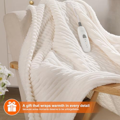 Heated Blanket Throw Electric Throw Blanket Heating Blanket Throw for Adult - color: White, size: Throw(50"x60")