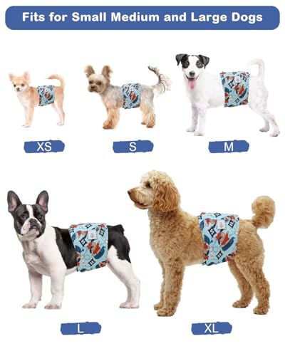 CuteBone Dog Diapers Male 4 Pack Puppy Wraps Reusable Doggie Belly Bands for Male Dogs Small Medium Large - size: M(14"-17")