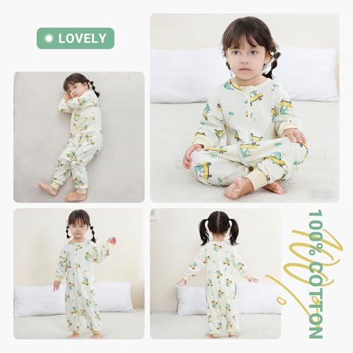 MICHLEY Baby Sleeping Sack with Legs Cotton Long Sleeve Toddler Wearable Blanket Sleeping Bag 6 Months-6 Years - color: Green, size: 2-4T