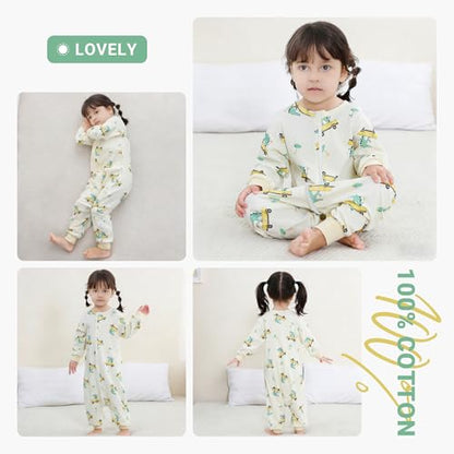 MICHLEY Baby Sleeping Sack with Legs Cotton Long Sleeve Toddler Wearable Blanket Sleeping Bag 6 Months-6 Years - color: Green, size: 18-30 Months