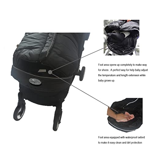 CozyMe Stroller Footmuff, Insulated Stroller Blanket Evelution, Water Repellent Winter Bunting Bag for Strollers, Central Open, Height Adjustable, M6-4T - color: Grey