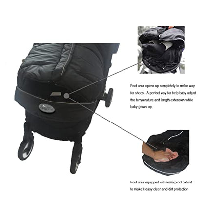 CozyMe Stroller Footmuff, Insulated Stroller Blanket Evelution, Water Repellent Winter Bunting Bag for Strollers, Central Open, Height Adjustable, M6-4T - color: Grey