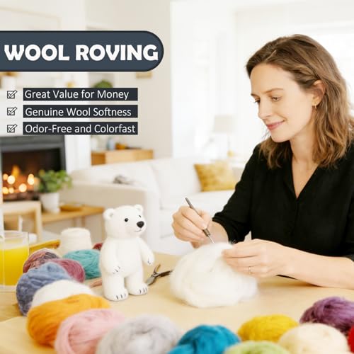 3.4oz Needle Felting Wool Grayish Blue for DIY Needle Craft Enthusiasts - color: Grayish Blue