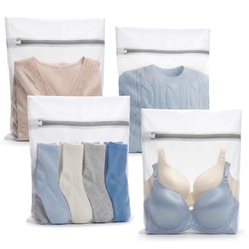 Muchfun 4Pcs Durable Fine Mesh Laundry Bags for Delicates 16 x 20 Inches | (4 Large) - size: 4 Large