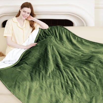 Electric Throw Blanket Green, Flannel Sherpa, Gift for Grandma - color: 05 - Green, size: Throw - 50" x 60"