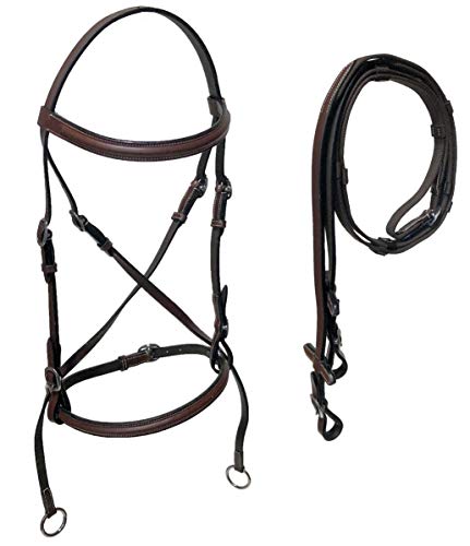 Leather English Bitless Bridle with Web Reins - color: Dark Brown, size: Cob