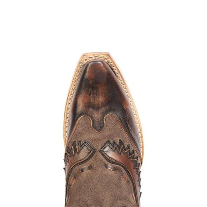 Yishaweiqi Embroidered Cowboy Boots for Women Mid Calf Cowgirl Boots Side Zipper Chunky Heel Snip Toe Knee High Western Boots - color: Dark Brown, size: 9.5