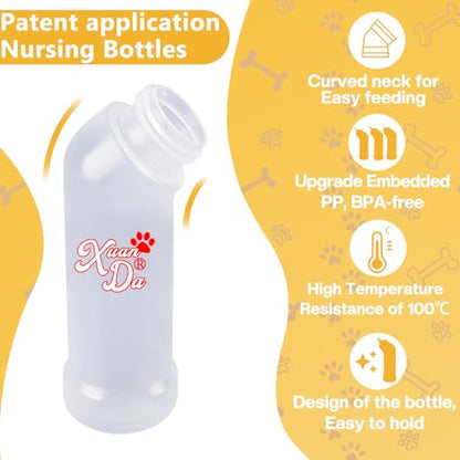 Kitten Nursing Nipple with Syringe, Wide Mouth Angled Puppy Feeding Bottles, with Ventilation Valve Resistant Tearing for Puppies, Kittens, Rabbit, Small Wildlife (M Nipple,Yellow) - color: Yellow, size: Model 2