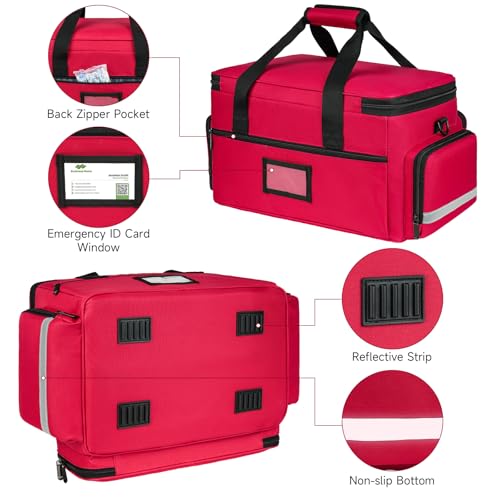 LEFOR·Z Medical Bag,First Aid Bag Empty,Home Health Nurse Bag with Detachable Divider,Medical Supplies Storage Tote for Nursing Student,Therapist,Doctors(Bag Only) - style: Red-large