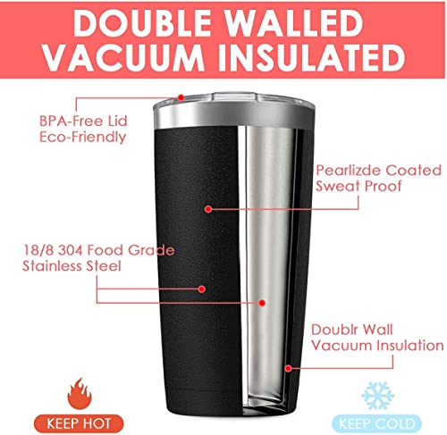 6 Pack 20 oz Stainless Steel Insulated Tumbler with Straw and Lid, Double Wall Travel Coffee Mug Vacuum Insulated Bulk Tumbler Set of 6, Suitable for Vehicle Cup Holders - color: Black, size: 6 Count (Pack of 1)