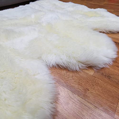 Champlus Genuine Australian Merino Sheepskin Rug, 3.3x5 ft Sheep Skin Rug, Lambskin Area Rug, 3-Pelt, White - size: 3'4" x 5' (Natural)